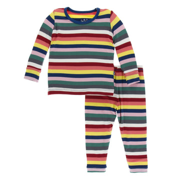 Bamboo Pajama Set in bright London Stripe - Pink and Brown Boutique