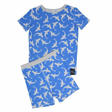 blue shark bamboo short pajama set - Pink and Brown Boutique