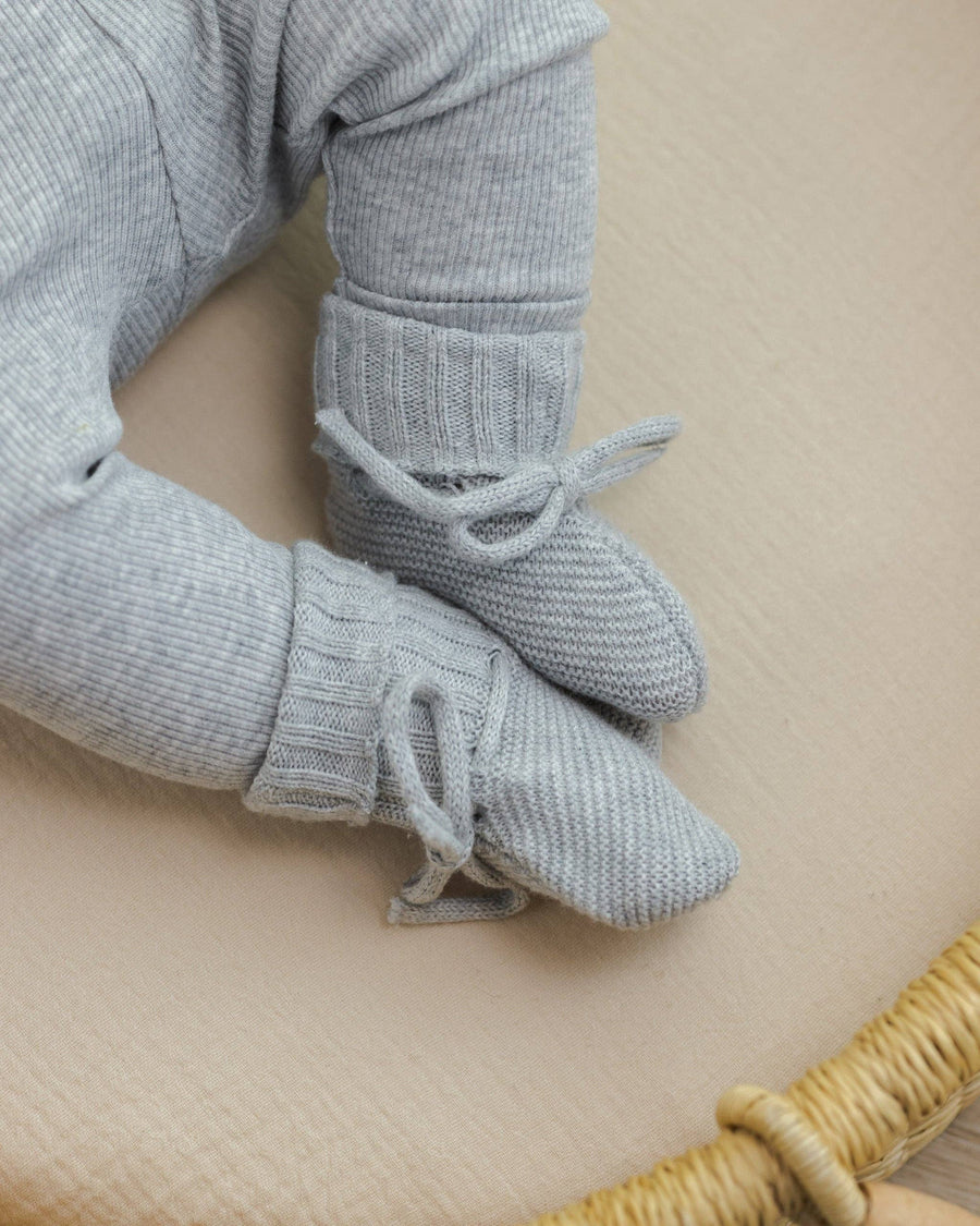 Knit Booties || Heathered Dusty Blue