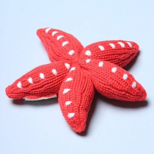 Organic Starfish Rattle Baby Toy (Handmade) - Pink and Brown Boutique