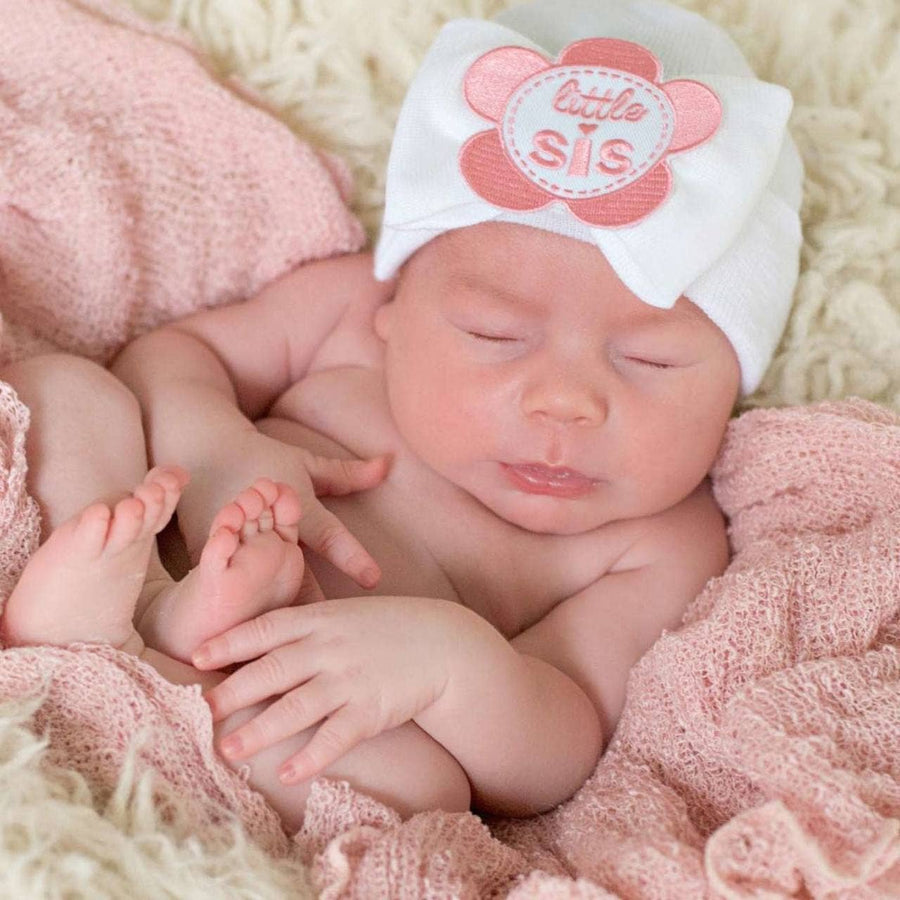 LITTLE SIS Newborn Baby Hat - Pink and Brown Boutique