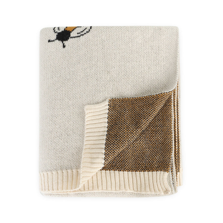 Bee - Organic Cotton Jacquard Sweater Knit Baby Blanket
