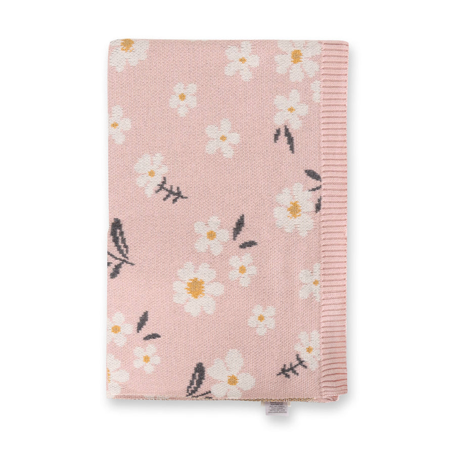 Daisy Floral - Organic Jacquard Sweater Knit Baby Blanket