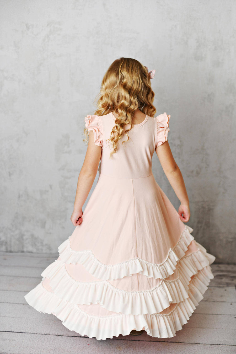 Light Pink Ruffles Flutter Sleeve Rosette Spring Dress - Pink and Brown Boutique