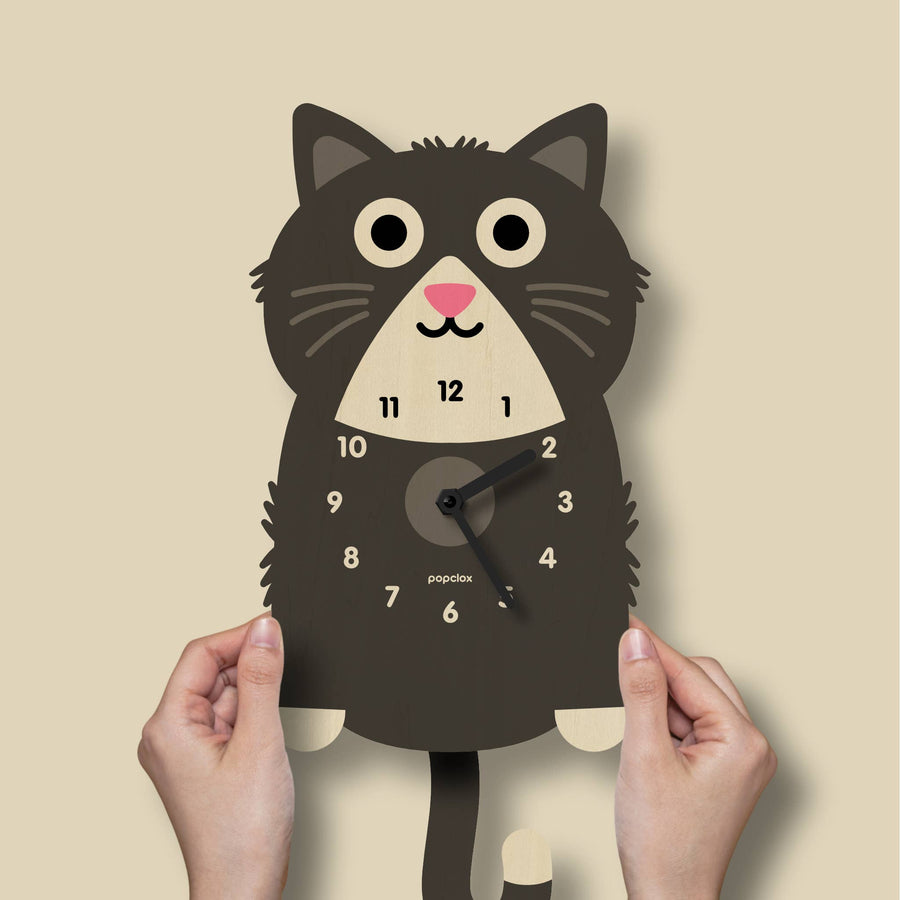 Kitten Pendulum Clock - Pink and Brown Boutique