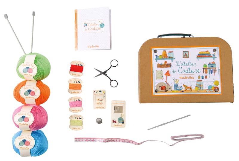 Suitcase Sewing & Knitting Set - Pink and Brown Boutique