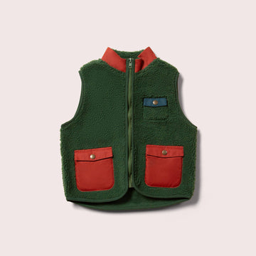 Olive Cosy Zip Up Fleece Vest