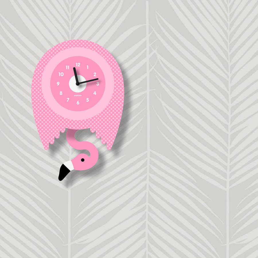 Acrylic Flamingo Pendulum Clock - Pink and Brown Boutique