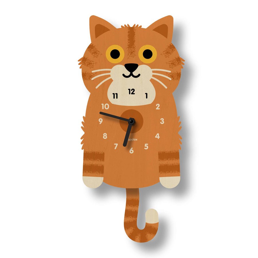 Kitten Pendulum Clock - Pink and Brown Boutique