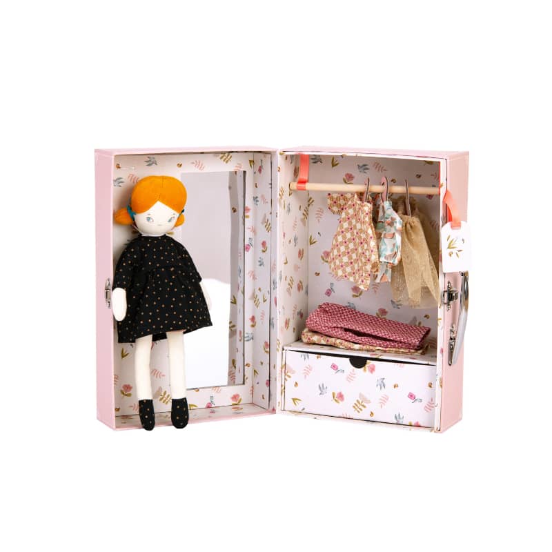 Suitcase - Blanche’s Wardrobe - Doll - Pink and Brown Boutique