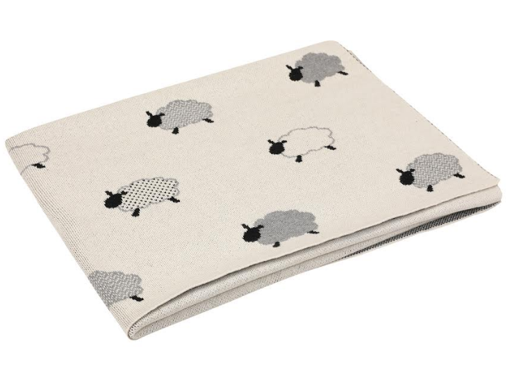 Sheep - Organic Cotton Jacquard Sweater Knit Baby Blanket