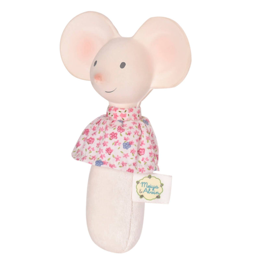 Meiya the Mouse Soft Squeaker Toy w/Natural Rubber Head - Pink and Brown Boutique