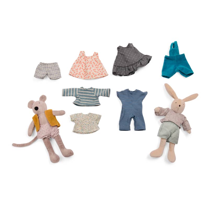 Suitcase Rabbit & Mouse Wardrobe - Pink and Brown Boutique