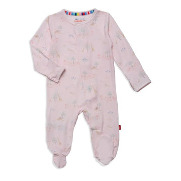Pink Serene Safari Magnetic Footie - Pink and Brown Boutique