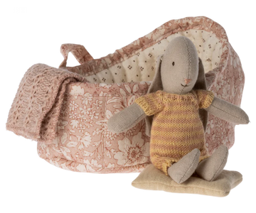 BUNNY IN CARRY COT IN DARK POWDER - Pink and Brown Boutique