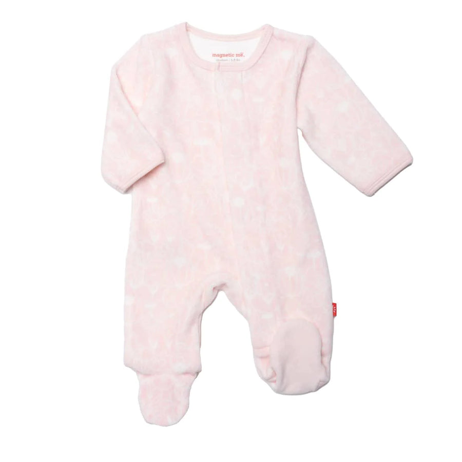 CHISWICK GARDENS BABY VELOUR FOOTIE - Pink and Brown Boutique