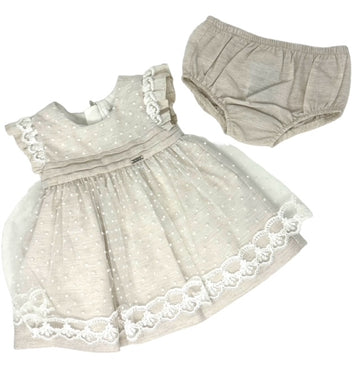 LACE MUSLIN DRESS AND BLOOMER - Pink and Brown Boutique