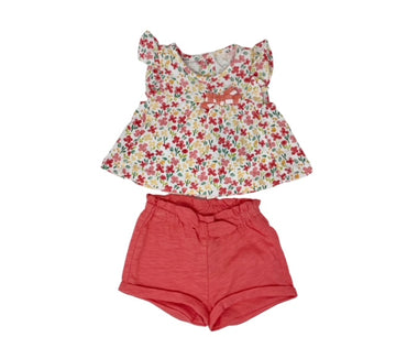 FLORAL PRINT TOP AND SHORT - Pink and Brown Boutique