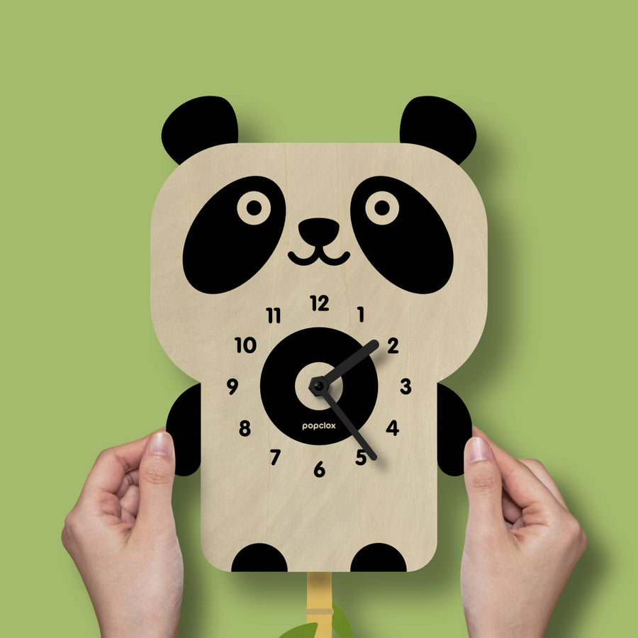 Panda Pendulum Clock - Pink and Brown Boutique