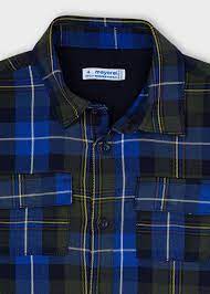 MULTI BLUE PLAID BUTTON COLLAR SHIRT