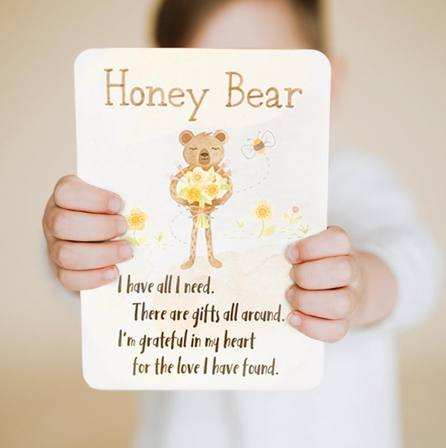 Honey Bear Snuggler + Intro Book - Gratitude - Pink and Brown Boutique
