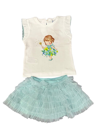 SWEET GIRL TOP WITH MINT GREEN TUTU SKORT - Pink and Brown Boutique