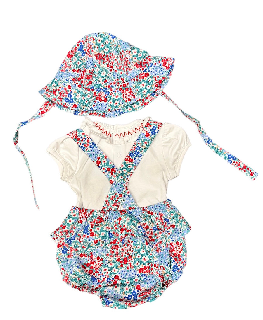 3 PIECE FLOWER ROMPER SET - Pink and Brown Boutique