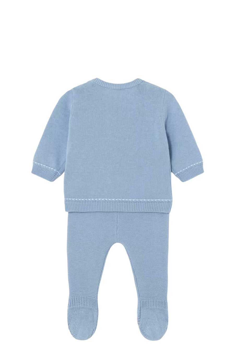 2 PIECE BABY BOY KNIT BLUE OUTFIT - Pink and Brown Boutique