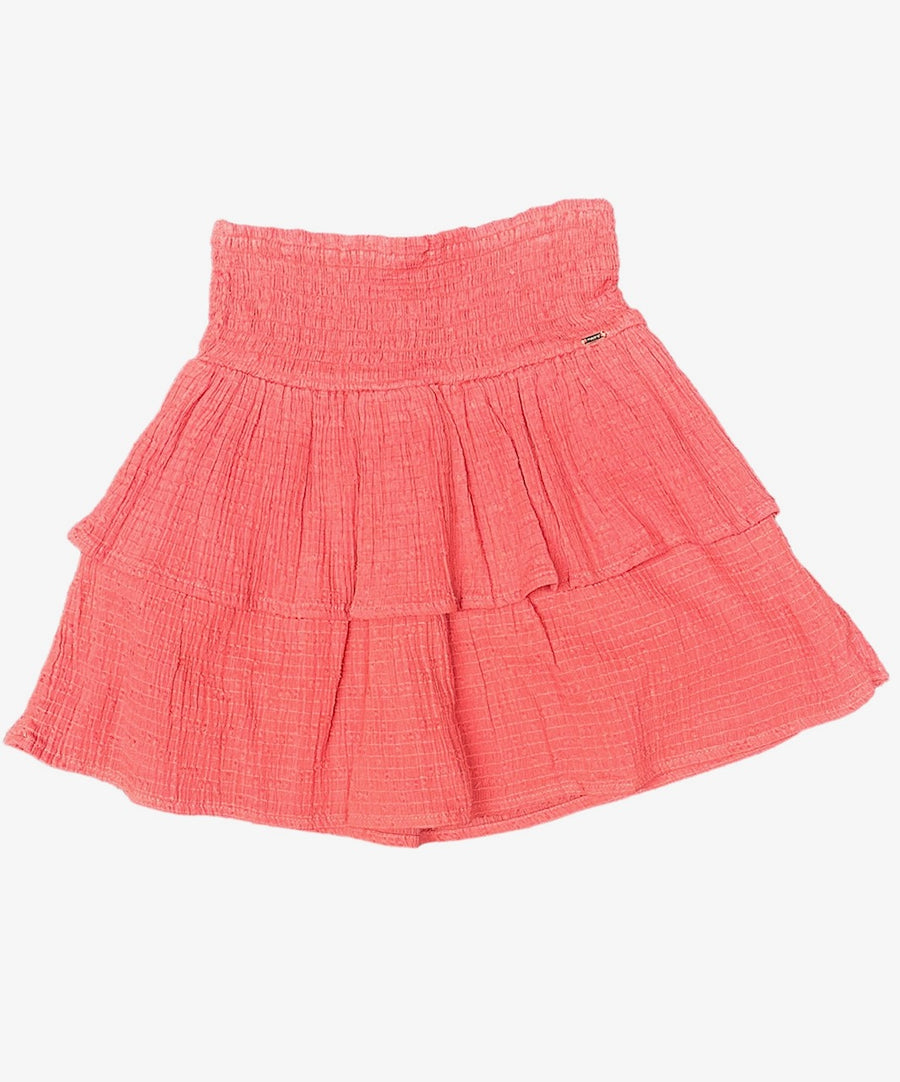 V NECK TOP W/FRILL SKIRT OUTFIT - Pink and Brown Boutique