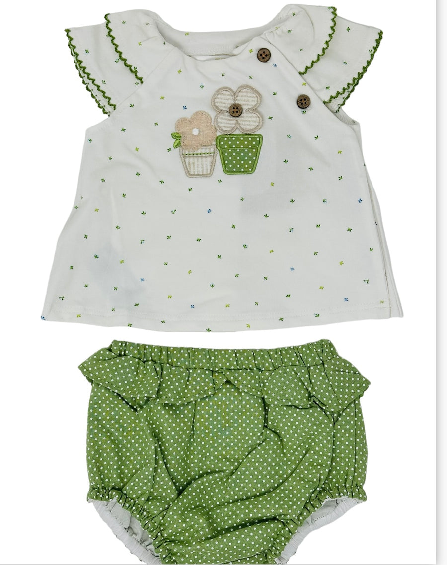 FLOWER POT BABY GIRL SET - Pink and Brown Boutique