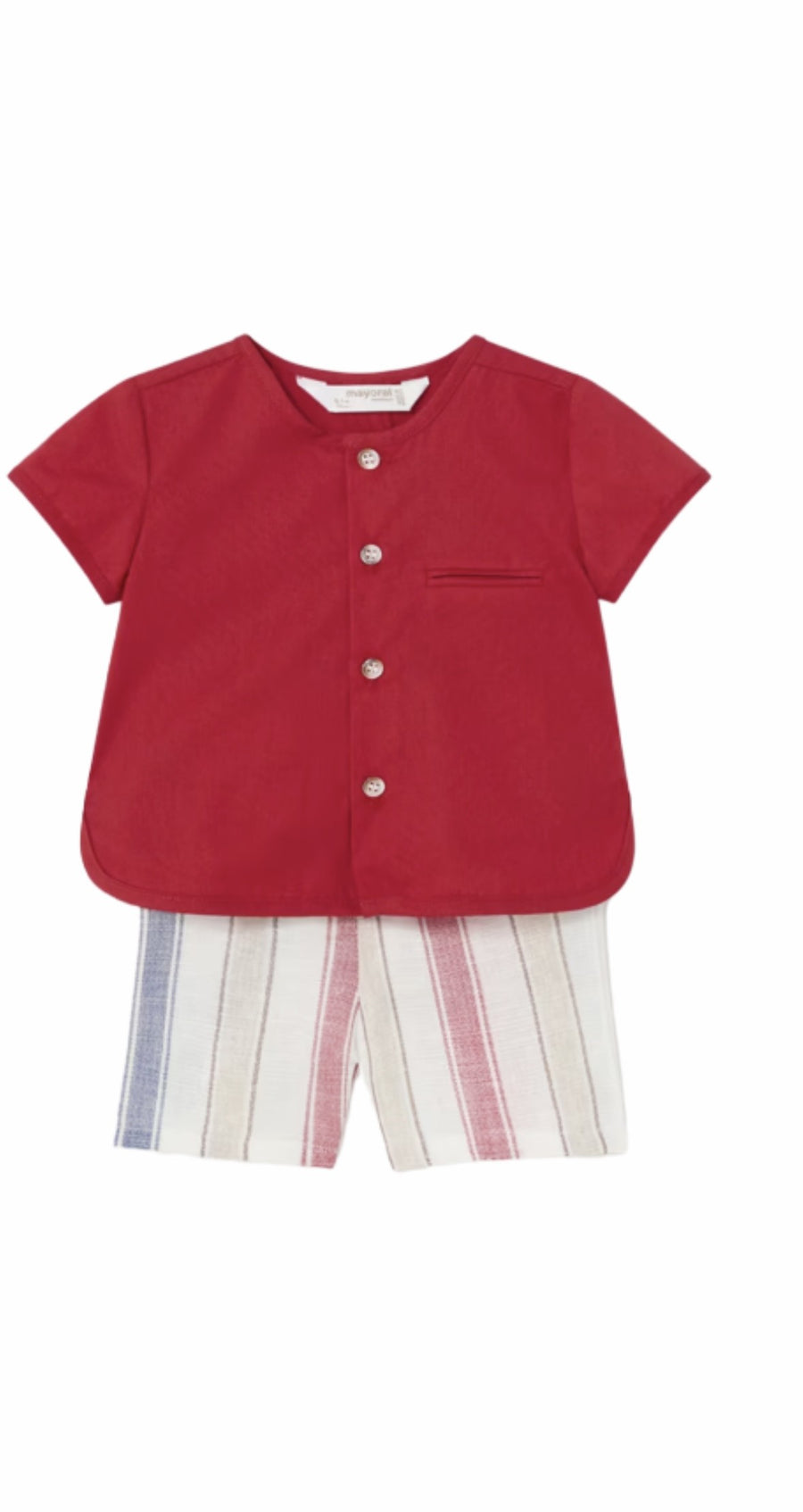 RED SHIRT W/STRIPE SHORT SET - Pink and Brown Boutique