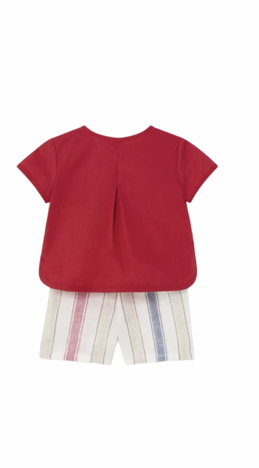 RED SHIRT W/STRIPE SHORT SET - Pink and Brown Boutique