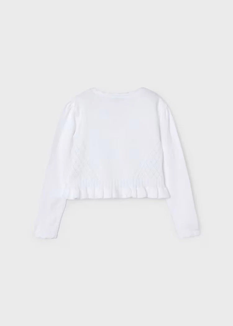 WHITE ORGANIC COTTON GIRL SWEATER