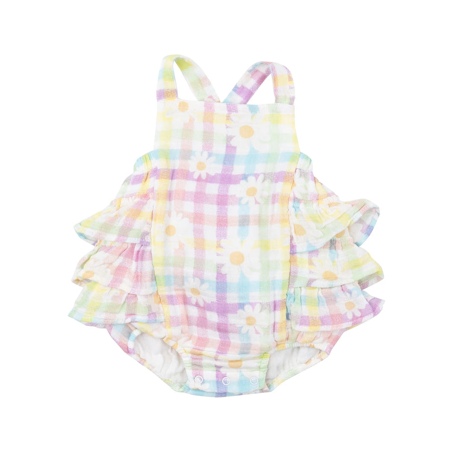 GINGHAM DAISY SUNSUIT - Pink and Brown Boutique