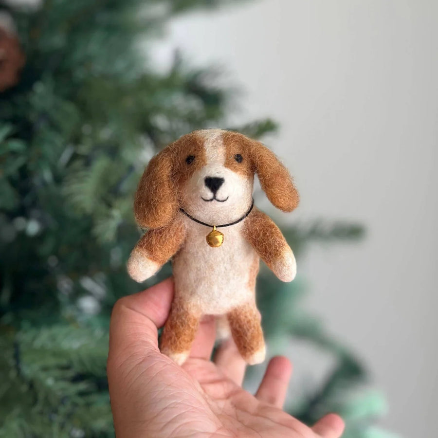 HANDMADE FELTED FINGER PUPPET CAVALIER KING CHARLES