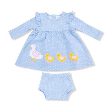DUCK FAMILY APPLIQUE DRESS W/DIAPER COVER