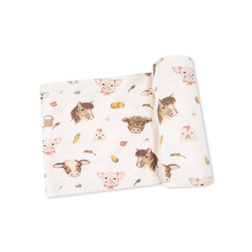 BABY FARM ANIMALS SWADDLE BLANKET