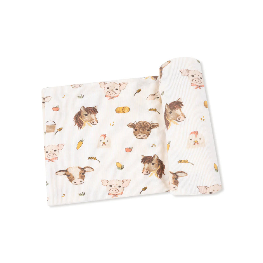 BABY FARM ANIMALS SWADDLE BLANKET