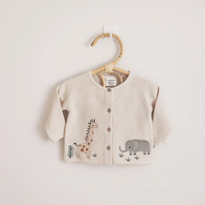 BABY CARDIGAN ANIMAL SAFARI EMBROIDERED