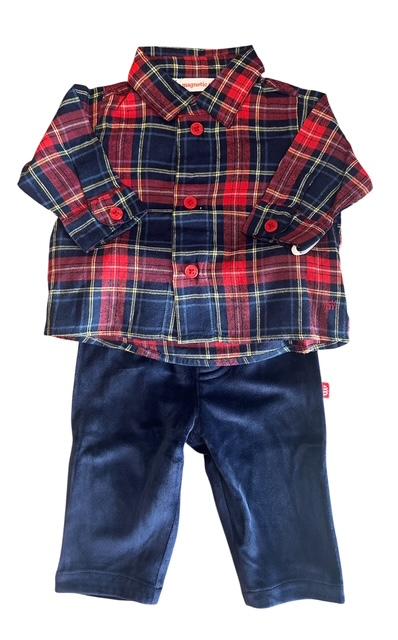 HOLIDAY PLAID HENLEY TOP AND PANT SET