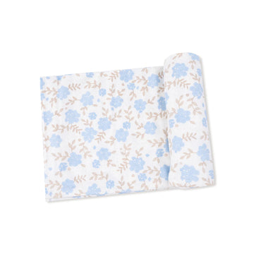 BABY BLUE FLORAL SWADDLE BLANKET