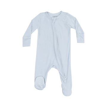 ANGEL WING SOLID BLUE ZIPPER FOOTIE