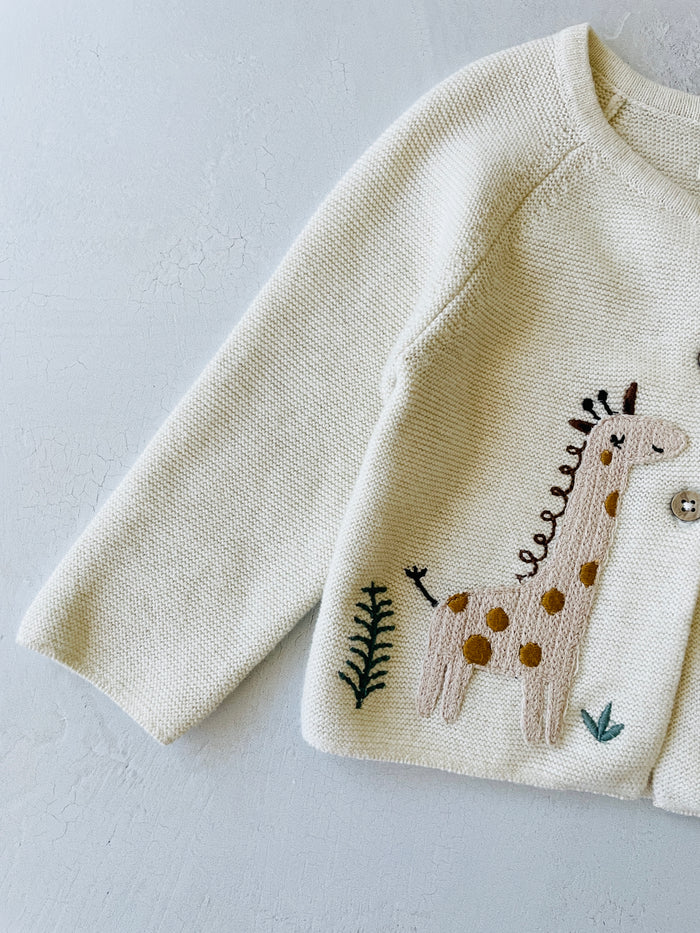 BABY CARDIGAN ANIMAL SAFARI EMBROIDERED