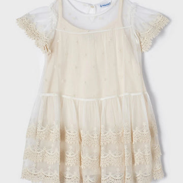 BEIGE SOFT LACE DRESS