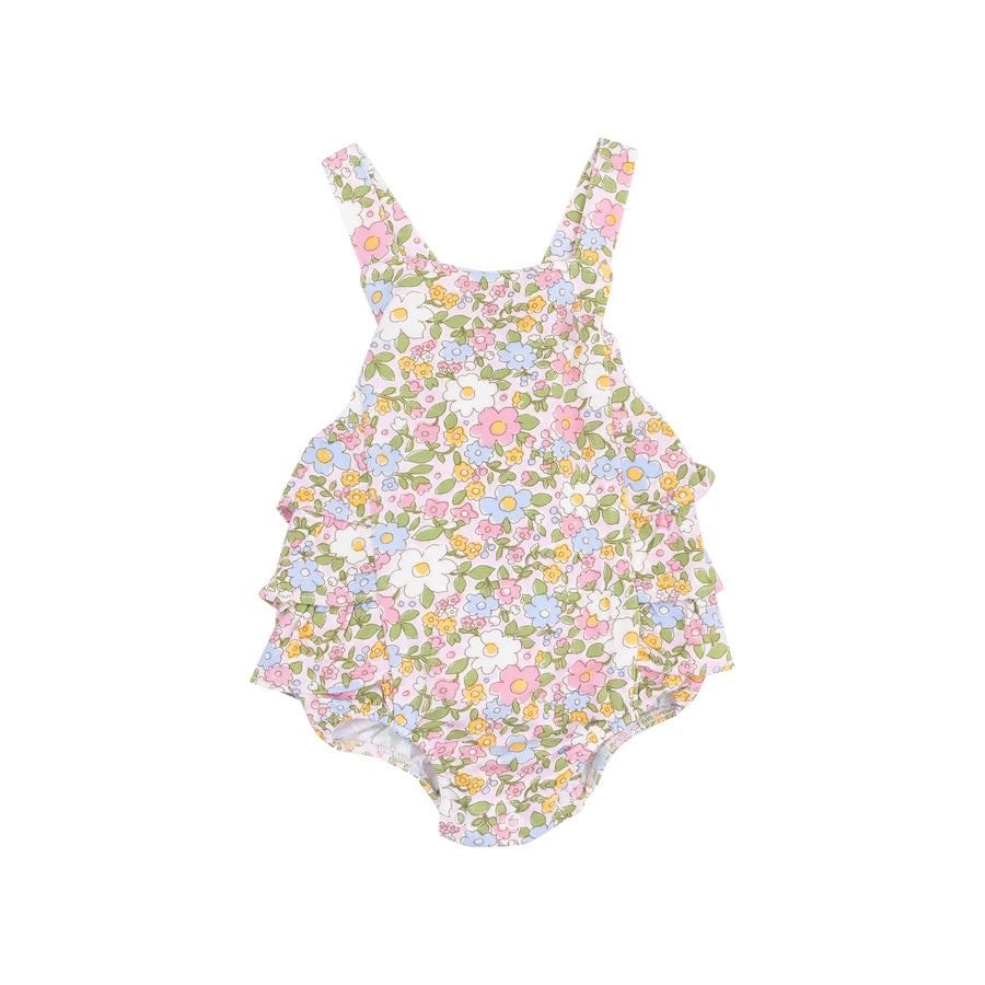 BUBBLY CALICO RUFFLE SUNSUIT