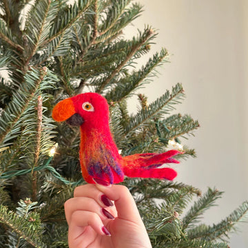 HANDMADE FELTED FINGER PUPPET PARROT