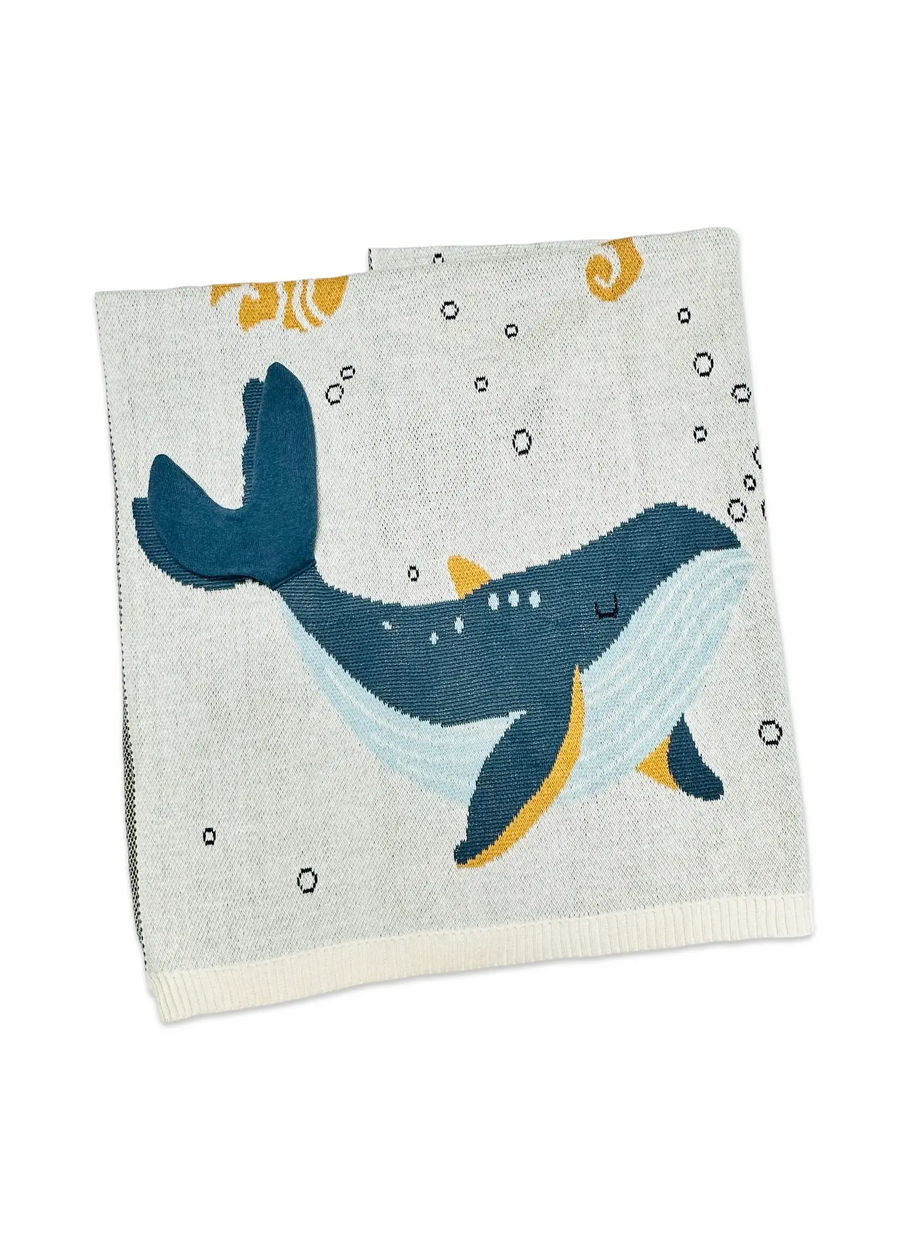 OCEAN LIFE KNIT ORGANIC BABY BLANKET