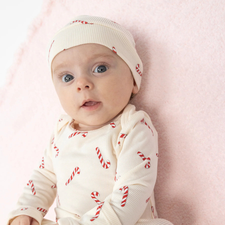 CANDY CANES KNOTTED GOWN WITH HAT SET