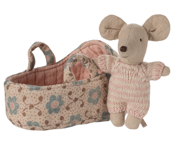 BABY GIRL MOUSE IN CARRY COT