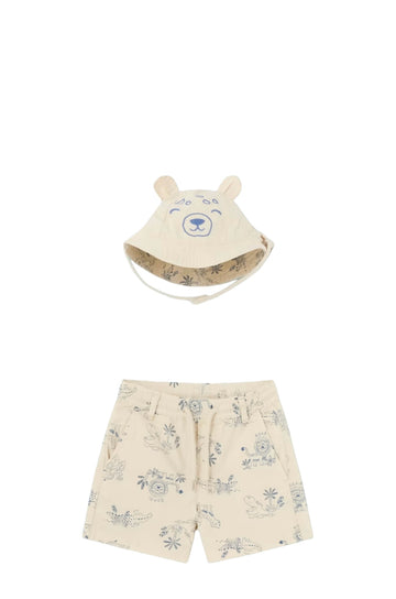 BABY SHORTS WITH REVERSIBLE HAT - Pink and Brown Boutique